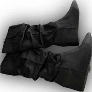 Suede Black Onyx Flat Boots